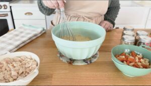 Mixing the casserole in a bowl