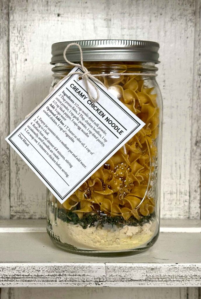 Chicken noodle soup in a jar