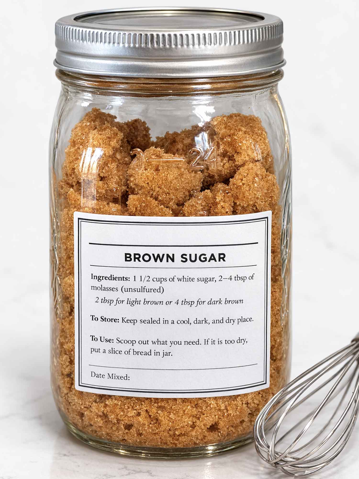Homemade brown sugar in a jar