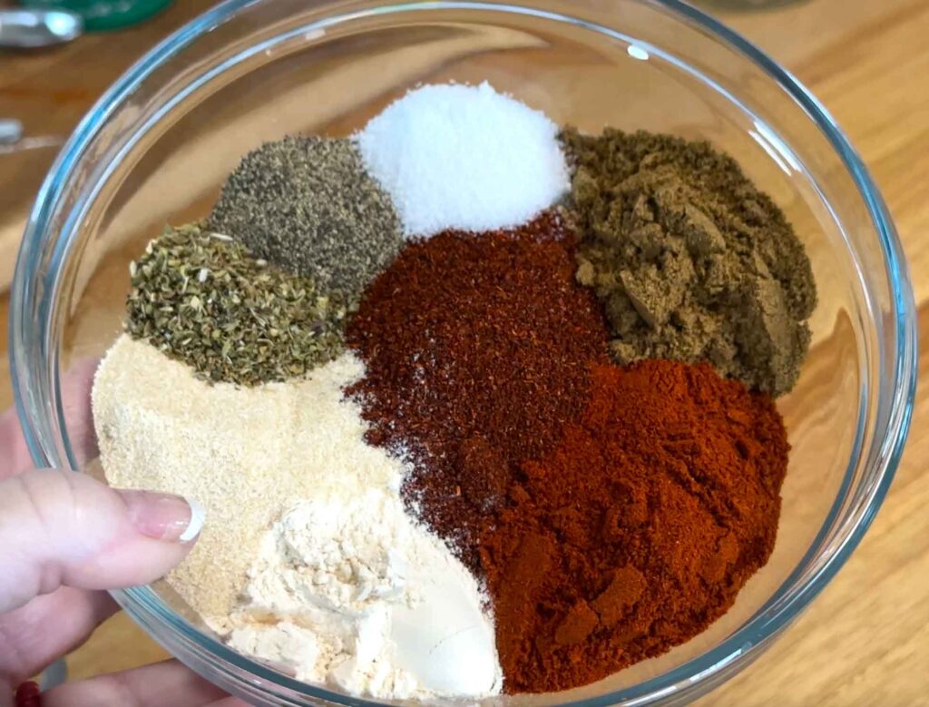 bowl of ingredients to make homemade taco seasoning