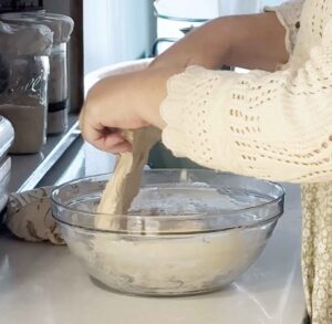 Stretch and fold the dough