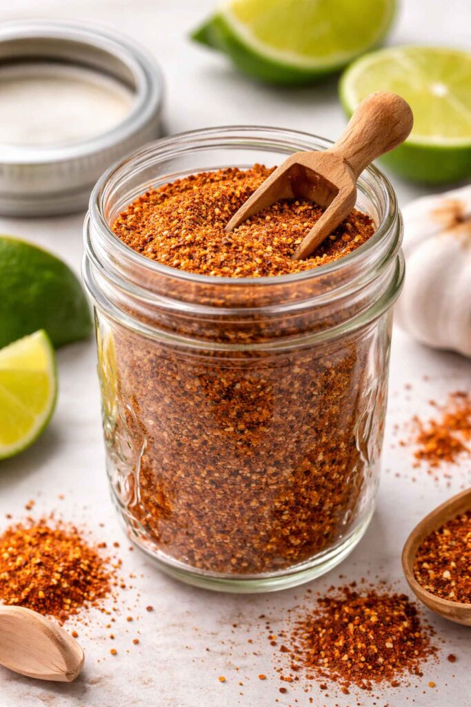 Homemade taco seasoning in a Mason jar