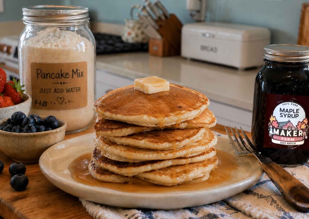 Substitute for pancake mix in the Maker Farm kitchen