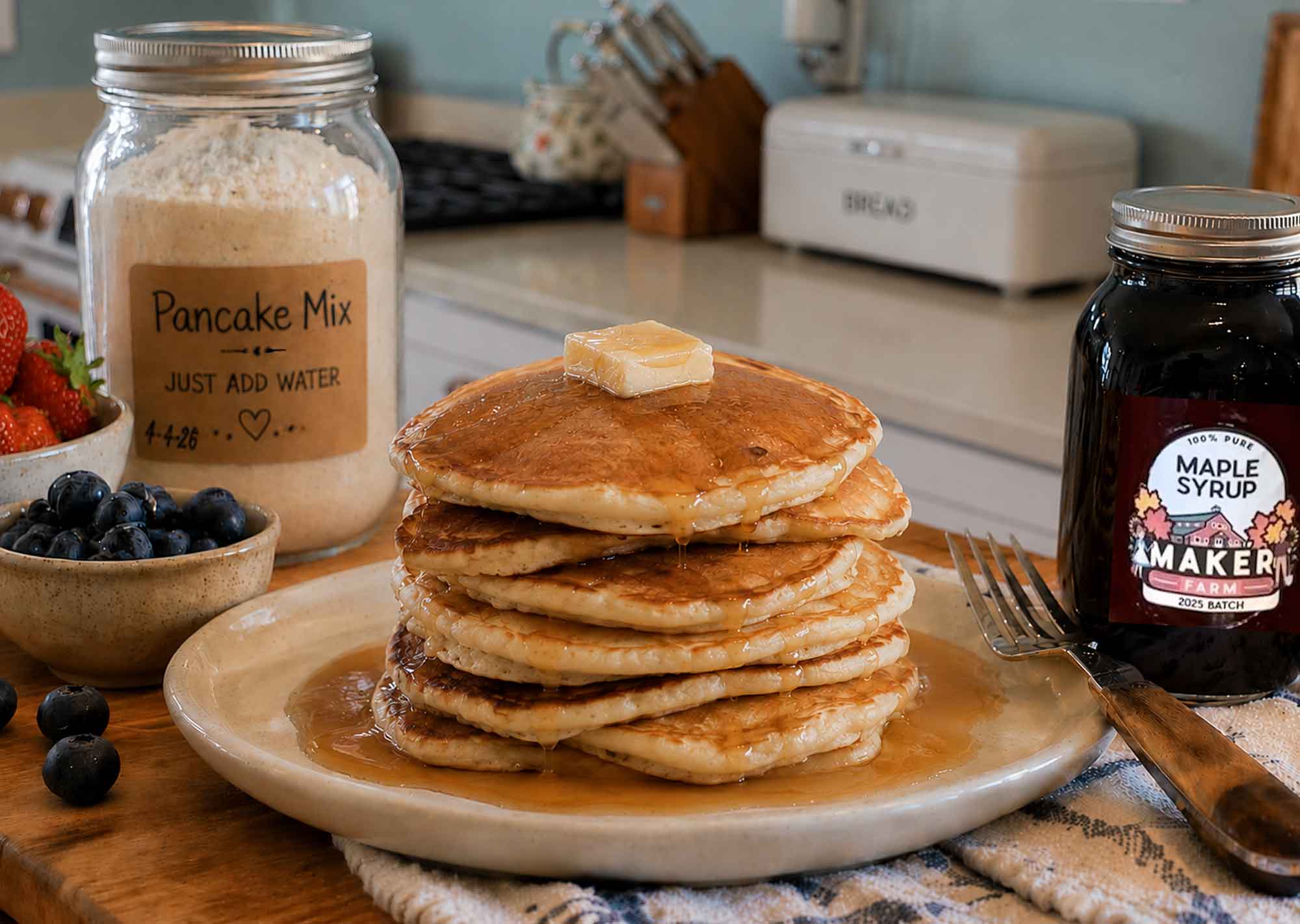 Substitute for pancake mix in the Maker Farm kitchen