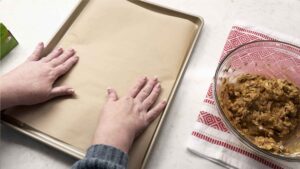 Lining pan with parchment paper