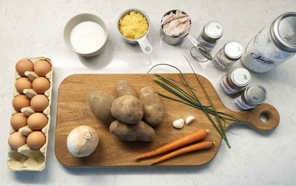Ingredients for no-bread breakfast casserole