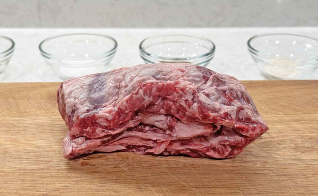 Skirt steak cut as it looked right out of the package.