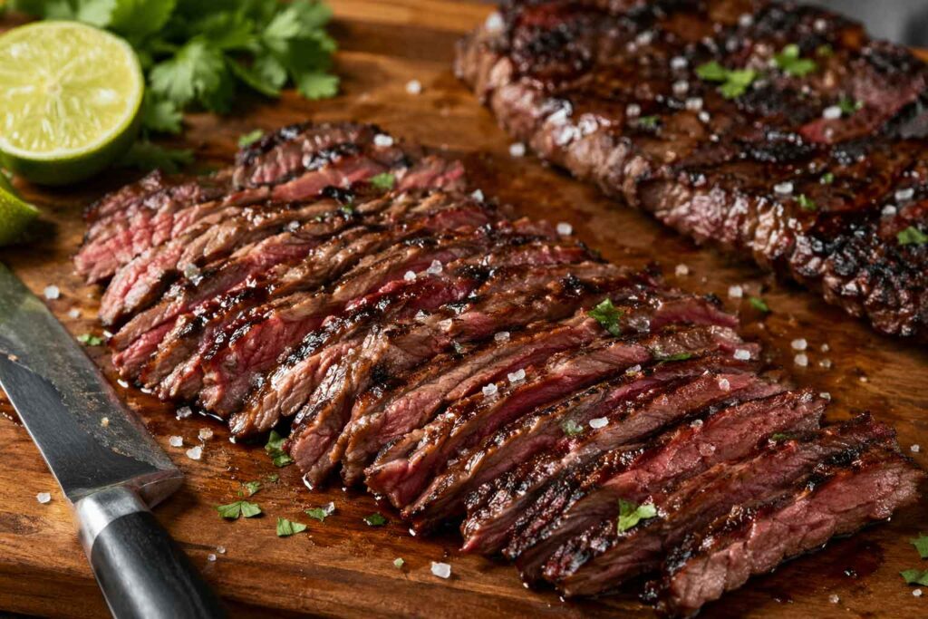 Skirt Steak cut across the grain