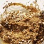 Stirring oats into wet ingredients