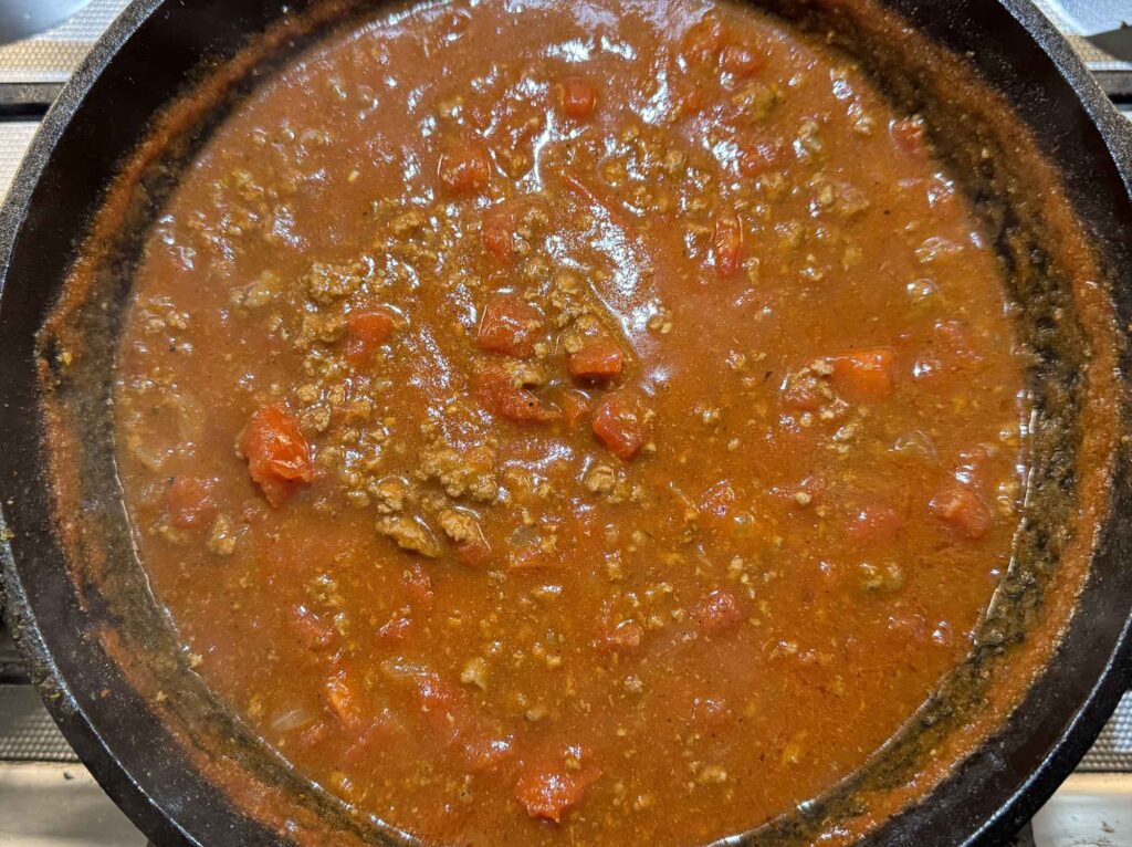 Goulash simmering on the stove