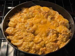 Hobo casserole in a skillet