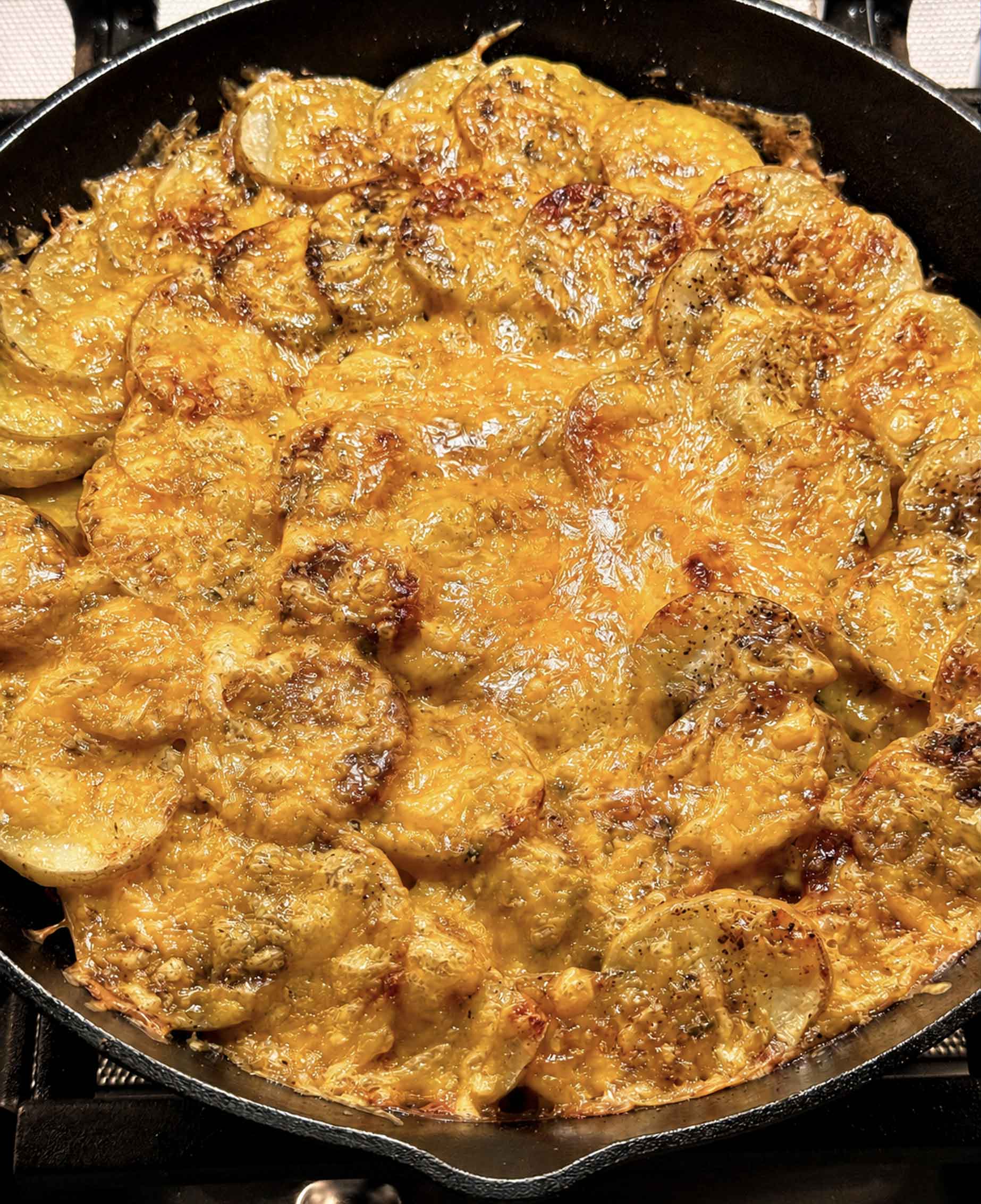 Hobo Casserole (Cheesy Ground Beef and Potatoes) Hobo Casserole fresh from the oven
