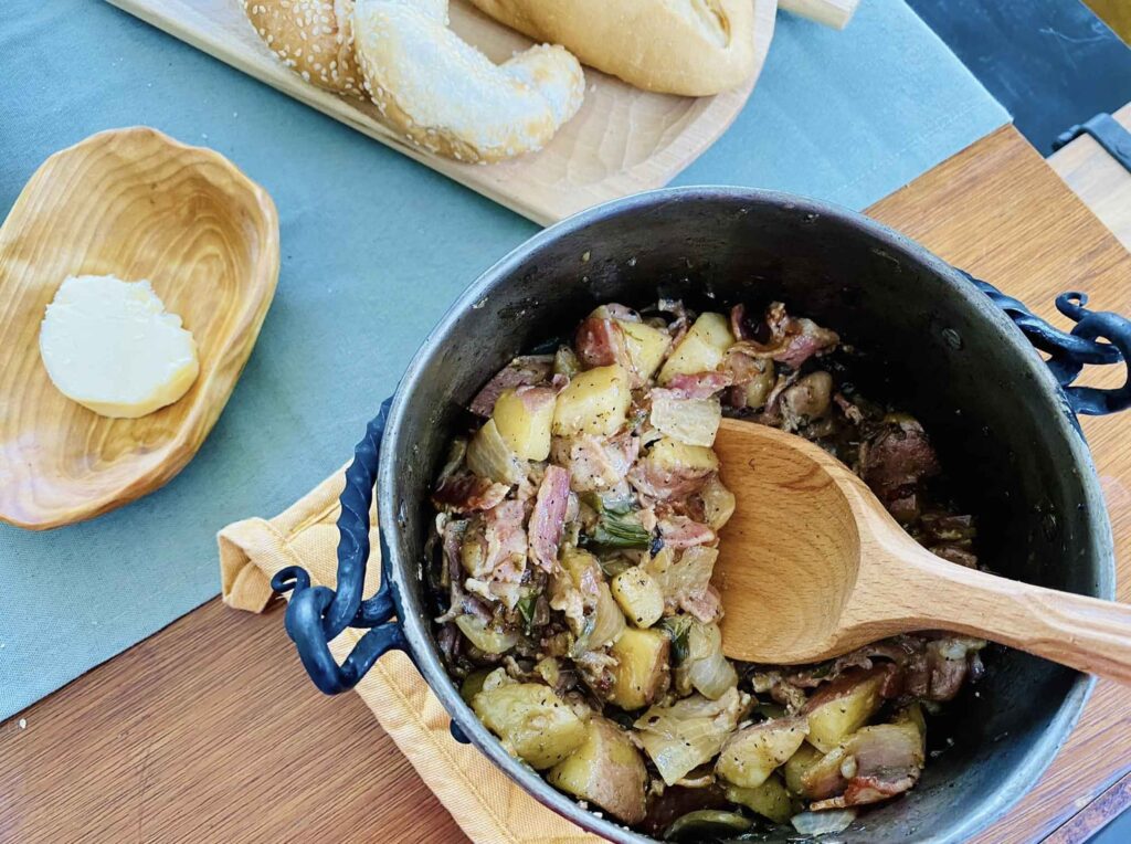 Hobo casserole in a Dutch oven