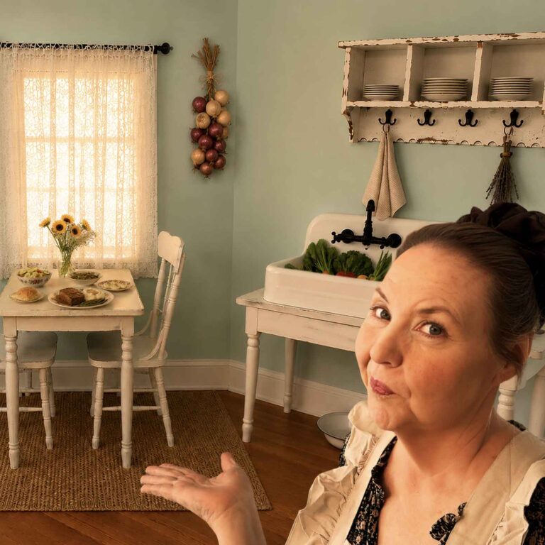 Jennifer Maker in her vintage kitchen corner