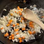Softening the vegetables in a skillet