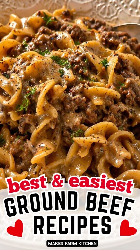 Creamy beef & noodles ground beef recipe for dinner