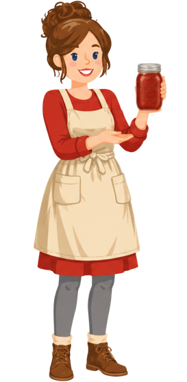Jenny Maker with a jar of tomato sauce