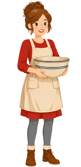 Jenny Maker with a big mixing bowl
