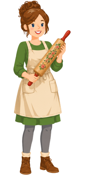 Jenny Maker with a rolling pin