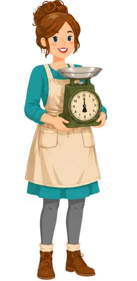Jenny Maker with a kitchen scale
