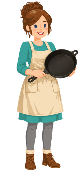 Jenny Maker holding cast iron skillet