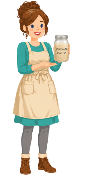Jenny Maker with a sourdough starter