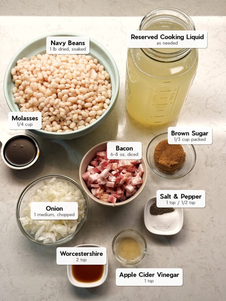Ingredients to make homemade baked beans