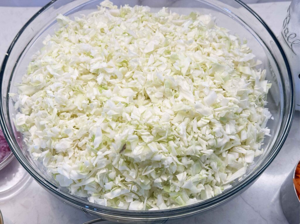 Chopped cabbage in a bowl
