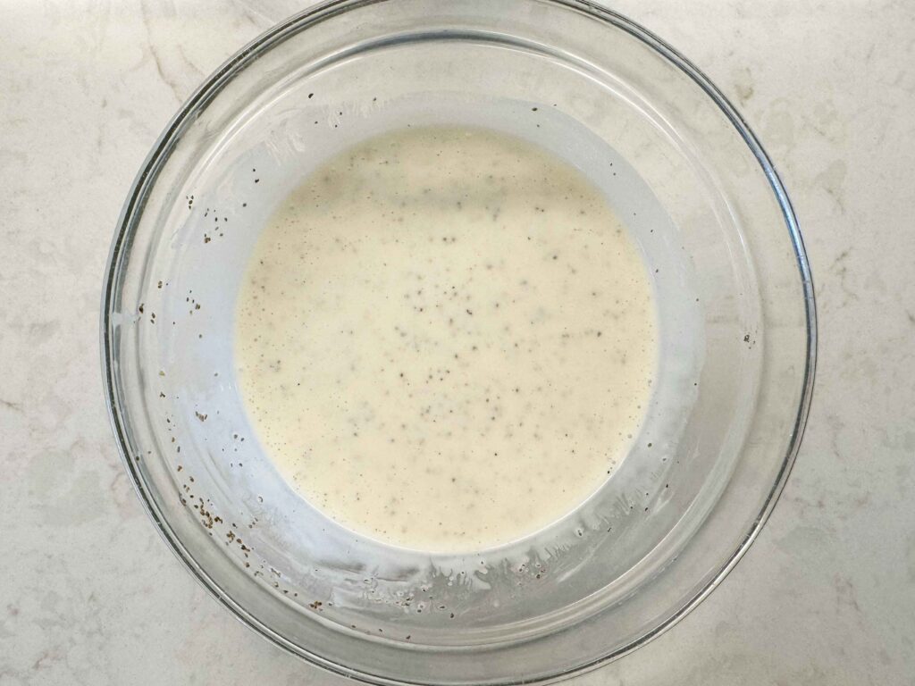 Mixing up the dressing for coleslaw
