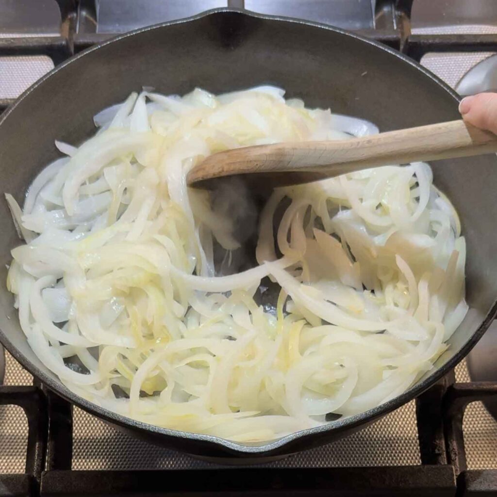 Cooking onions in the skillet