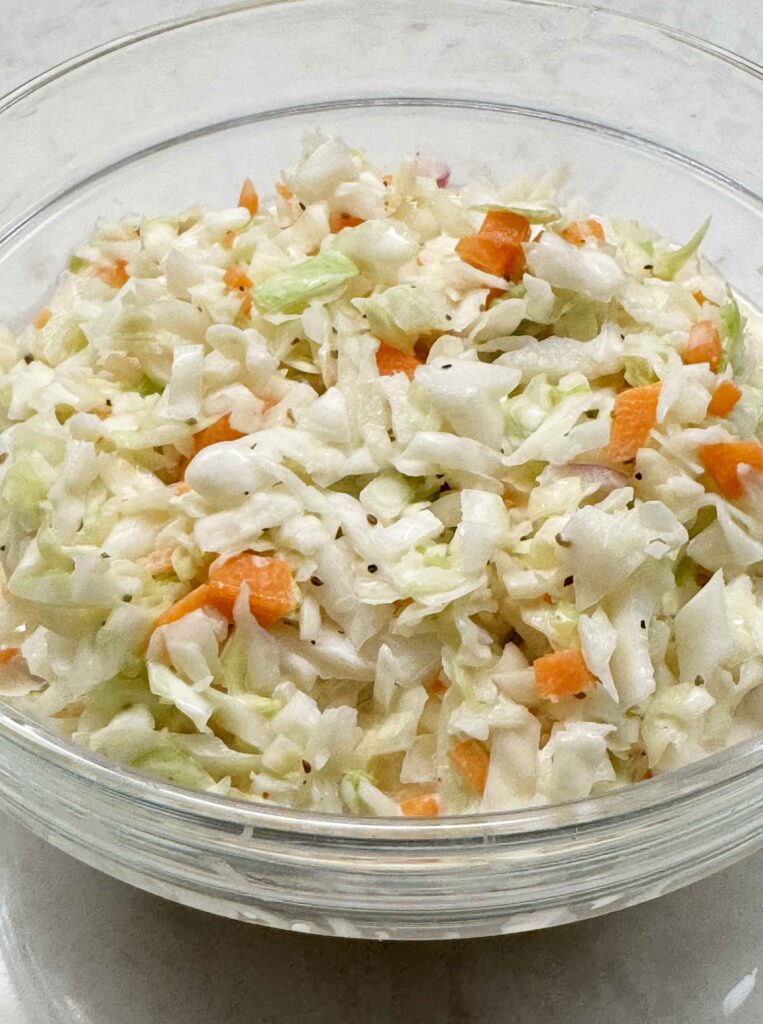 Creamy coleslaw in a bowl