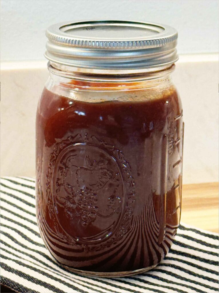 Homemade bbq sauce in an airtight jar