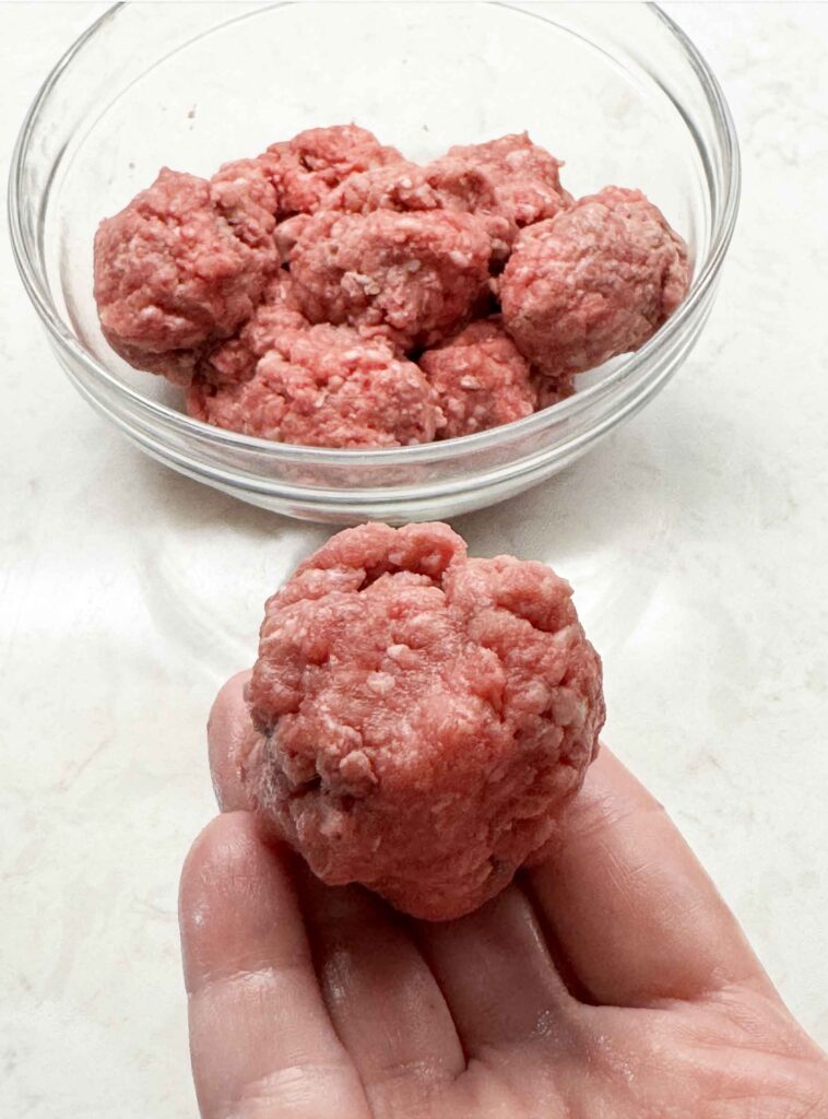 Loose ball of meat for smash burgers