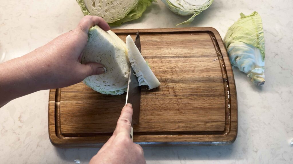 Removing core from cabbage