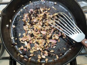Sauteing onions in a skillet