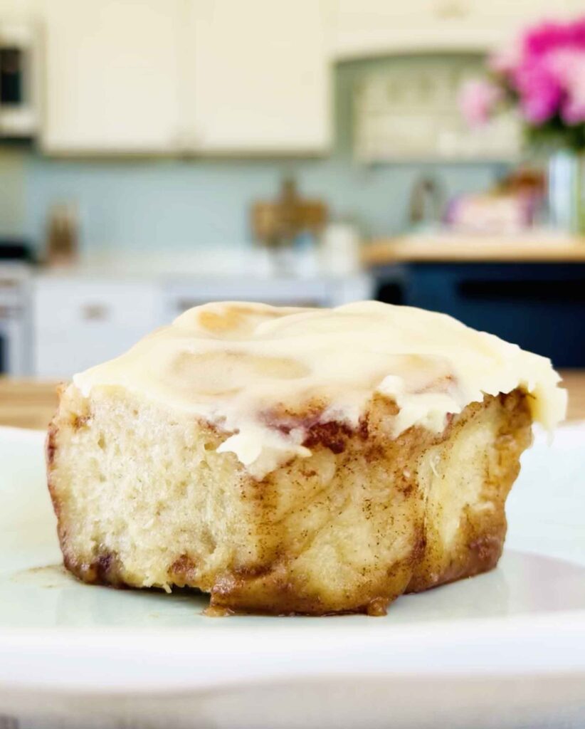 Sourdough cinnamon roll on a plate