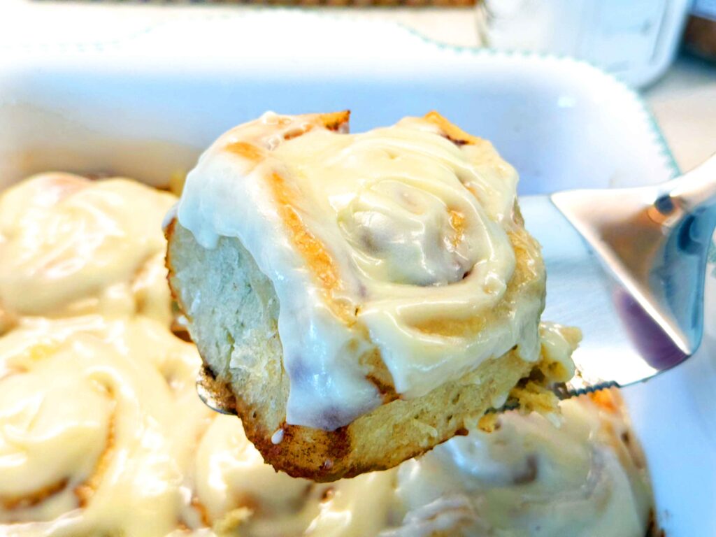 Sourdough cinnamon roll fresh from the oven