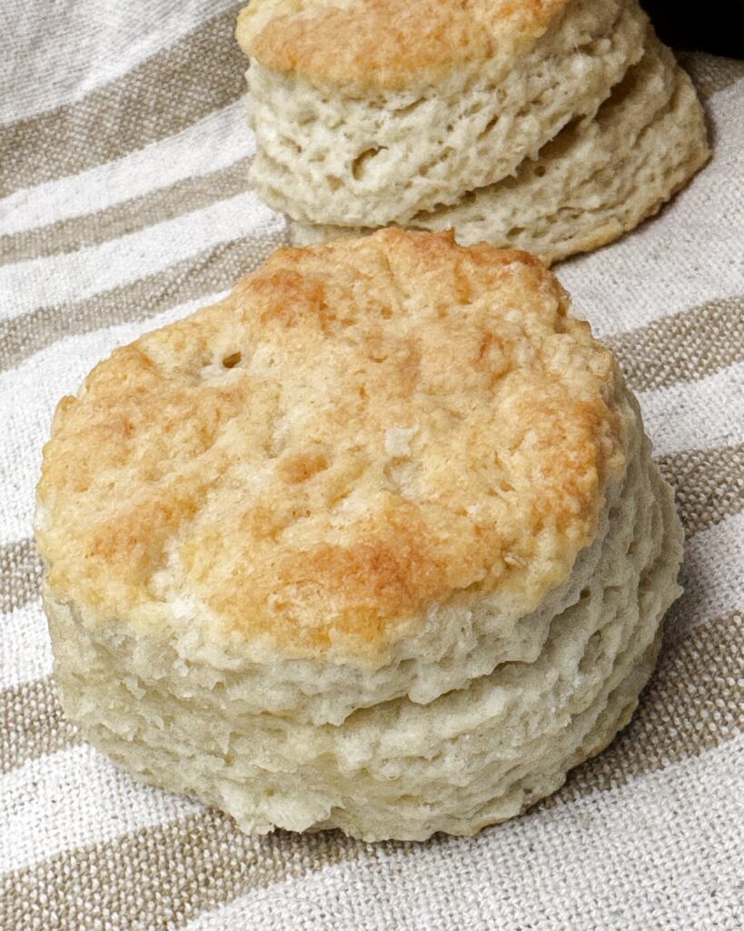 Sourdough discard biscuits on a napkin
