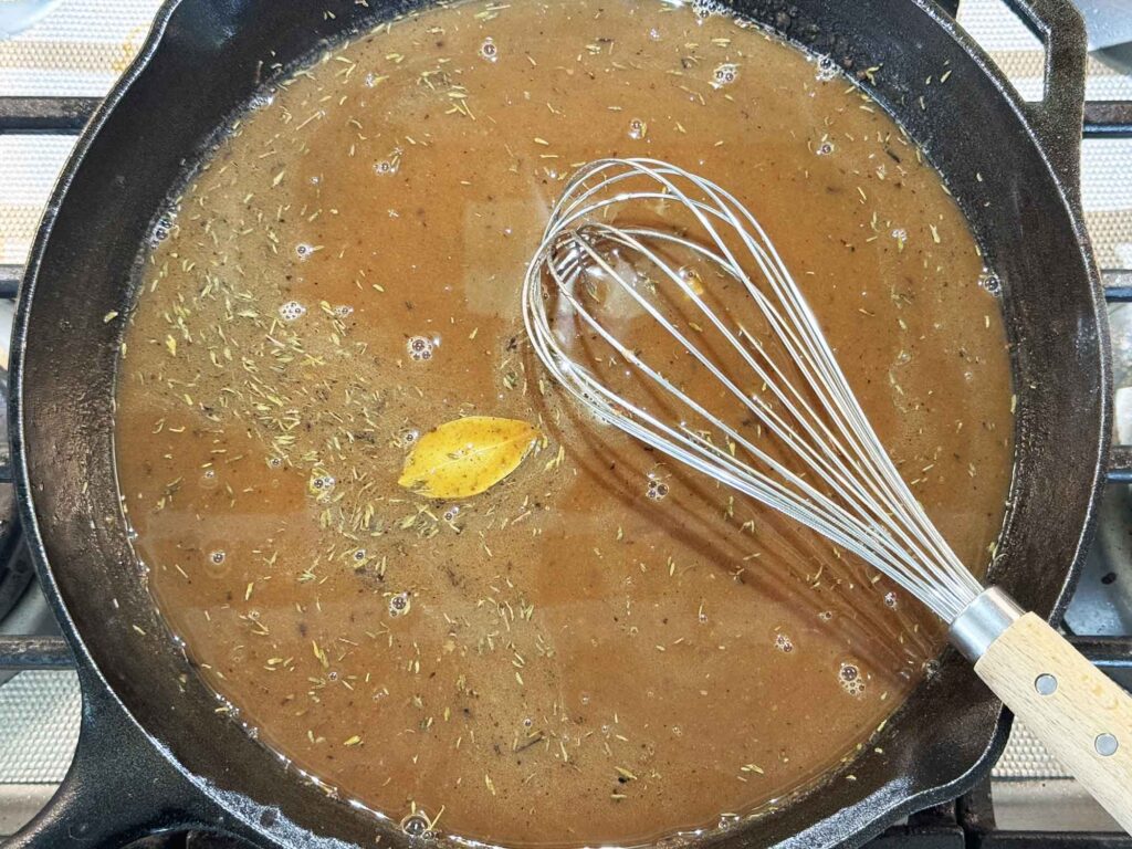 Whisking in beef broth