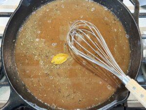 Whisking in beef broth