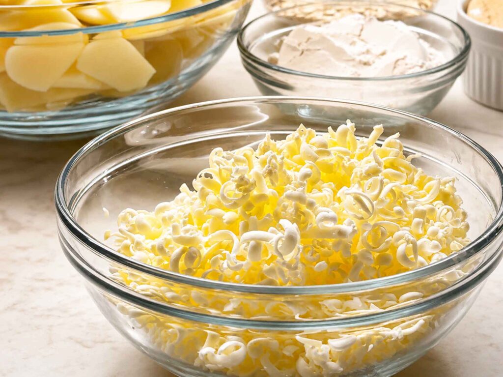 grated butter for apple crisp to distribute it more evenly