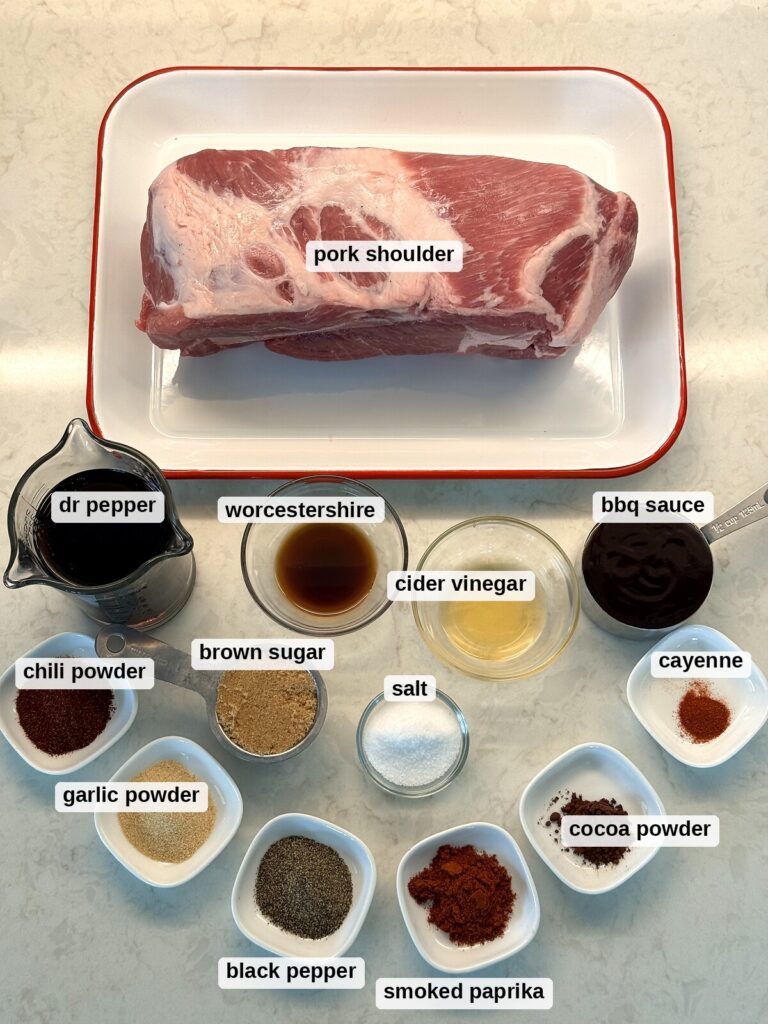 Pulled pork ingredients in bowls
