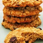 Sourdough Oatmeal Cookies (Soft, Chewy + Make-Ahead!) Stack of soft sourdough oatmeal cookies on a plate