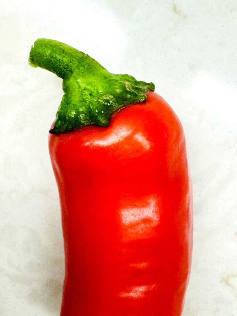 A fresh red hot pepper for adding heat to taco soup