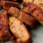 This pork tenderloin is SO good made this way! A brown sugar and garlic rub, a hard sear for color, then homemade BBQ sauce brushed on at the end for a sticky, shiny glaze before we bake it in the oven. And, it only takes 40 minutes start to finish. See the full recipe on Maker Farm. You're going to love this best pork tenderloin recipe, bbq pork tenderloin, brown sugar pork tenderloin, pork tenderloin recipes, pork tenderloin dinner ideas