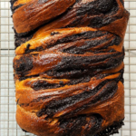 A loaf of chocolate sourdough babka