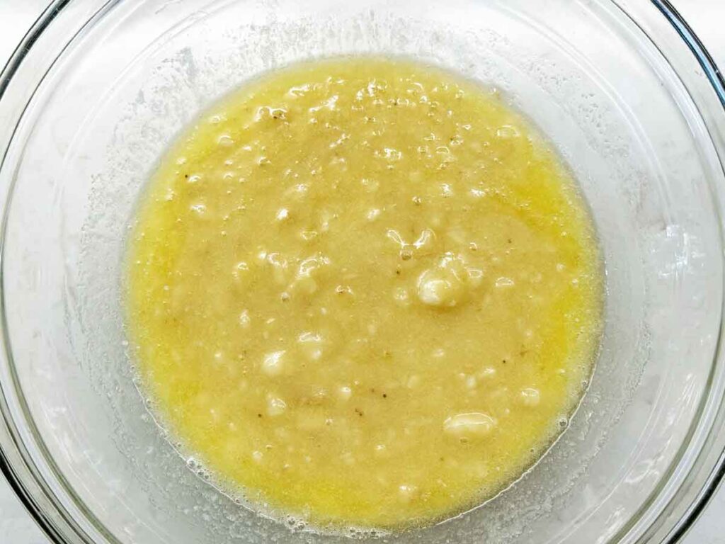 Mixing up the wet ingredients in a bowl