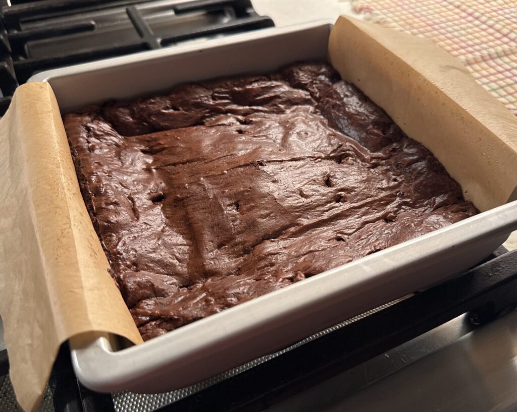 Brownies cooling on top of stove